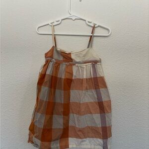 Burberry Orange and Cream Checkered Dress
